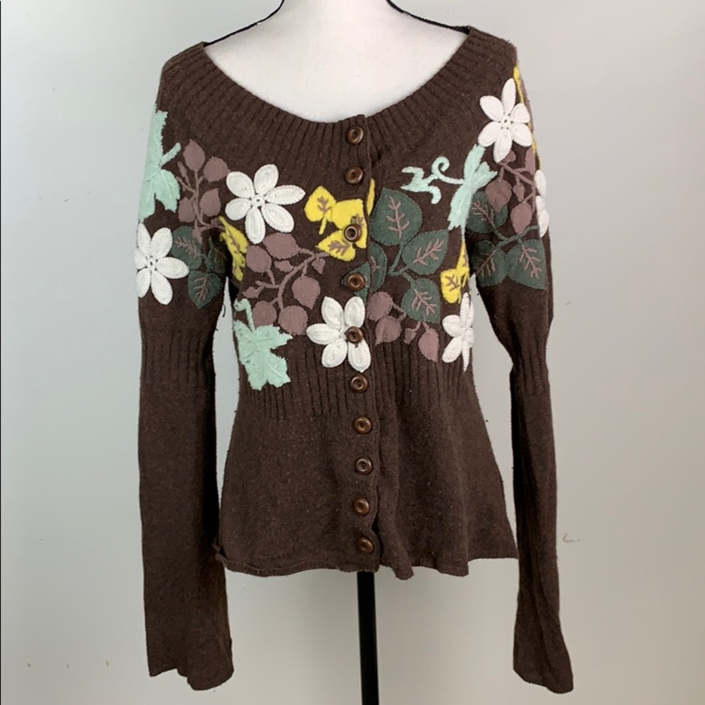 Moth sz XL embroidered cardigan bell sleeve